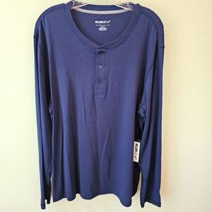 William Rast Long-Sleeved Henley Shirt Dark Blue Sz XL